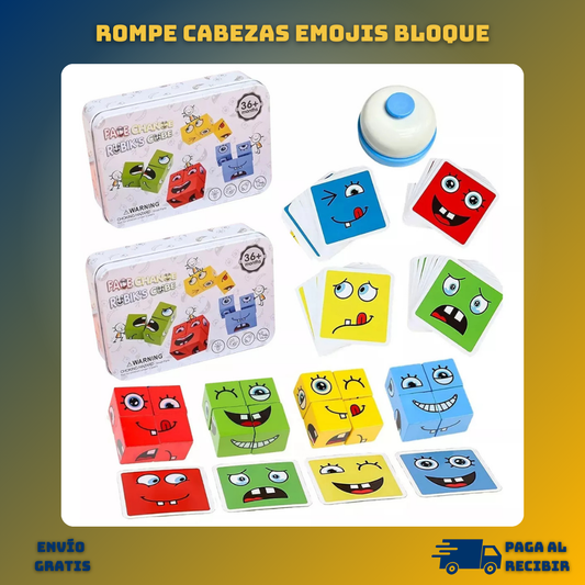 Rompecabezas de Cubos Emojis Tipo Montessori